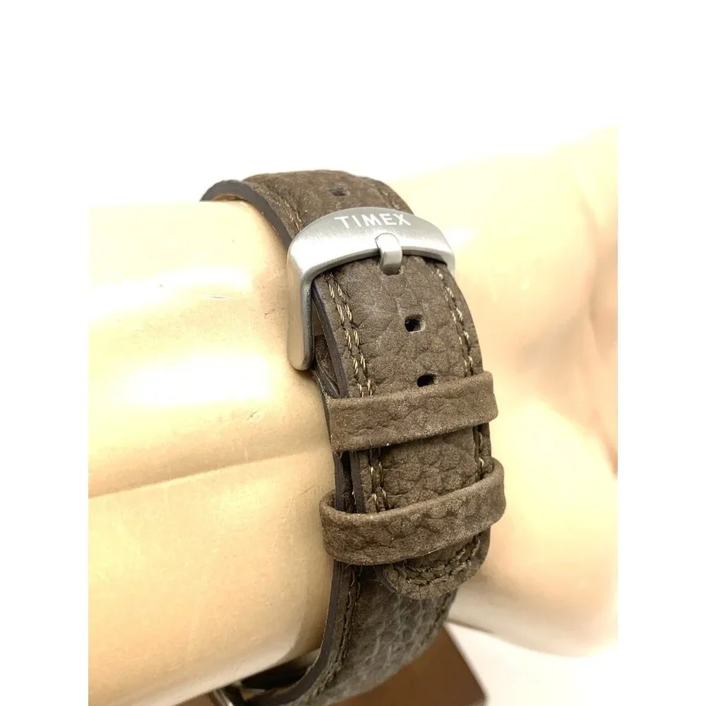 Timex Men's Watch T44921 Expedition Quartz Indiglo Black Dial Brown Leather 40mm